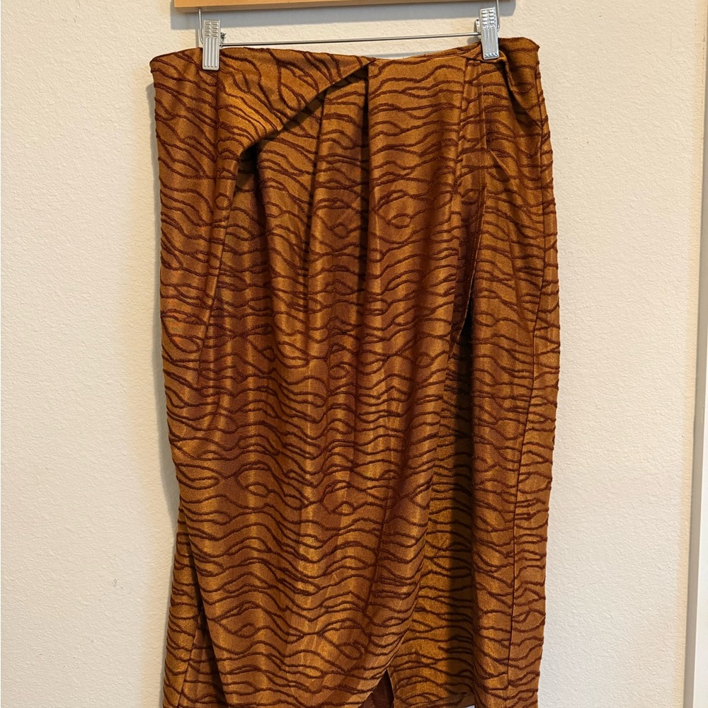 Zara Asymmetrical Skirt - Brown/Orange
